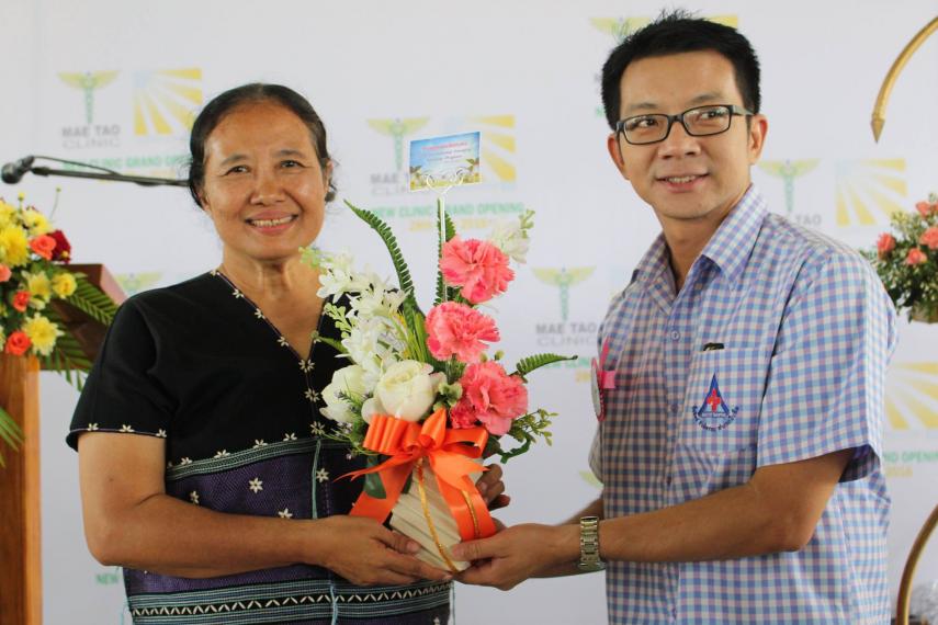 Dr. Cynthia Maung is congratulated for her work at the grand opening of the new expanded facilities of Mae Tao Clinic, May 28, 2016.