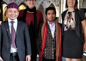 (L-R): Steven Naw Awng (KDNG), Rebecca Wolsak (Inter Pares), Sang Hnin Lian (CHRO), and Samantha McGavin (Inter Pares) at Parliament Hill, Ottawa.