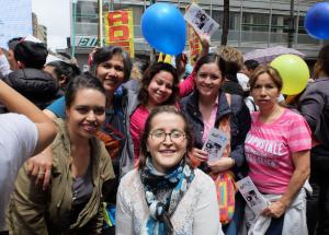 Project Counselling Service (PCS) staff celebrating this year’s ceasefire agreement between the Colombian government and the FARC.