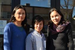 Burmese women's rights activists Wahkushee Tenner, Htwe Htwe and Pippa Curwen in Ottawa