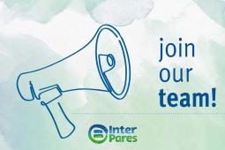 illustration of a megaphone with words next to it saying "join our team!" - Inter Pares logo at the bottom