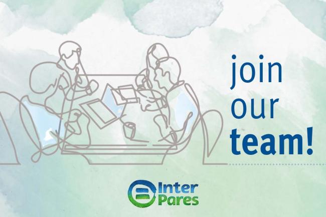 Illustration of four people sitting at a desk. Text next to it says "Join our team!"