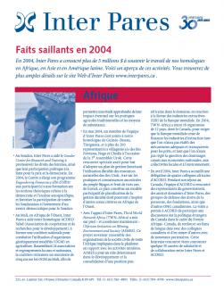 Page couverture des faits salliants 2004