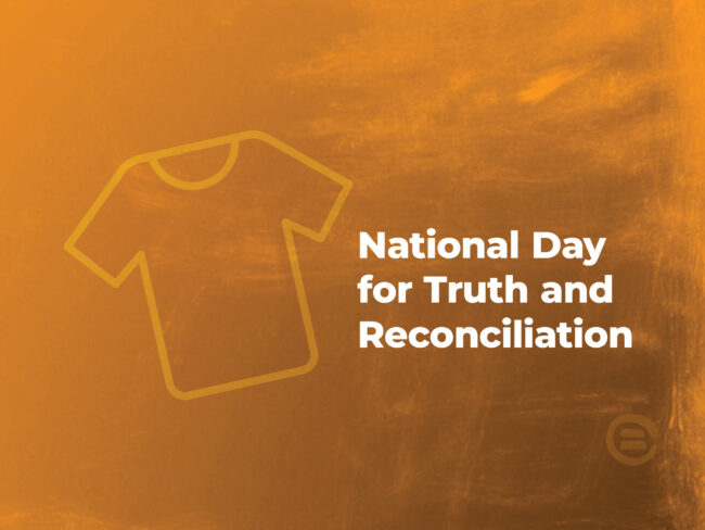 national-day-for-truth-and-reconciliation An orange background with the words National Day for Truth and Reconciliation and the outline of a t-shirt